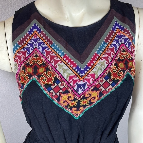 Tanvi Kedia Anthropologie Patchwork Embroidered Chevron Midi Boho Dress - Picture 14 of 16